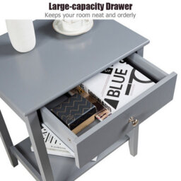 Costway Set Of 2 Nightstand Wooden Bedside Couch Sofa Table W/ Sliding Drawer - thumbnail 7