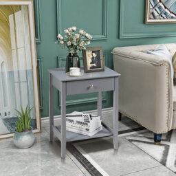Costway Set Of 2 Nightstand Wooden Bedside Couch Sofa Table W/ Sliding Drawer - thumbnail 6