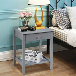 Costway Set Of 2 Nightstand Wooden Bedside Couch Sofa Table W/ Sliding Drawer - thumbnail 4