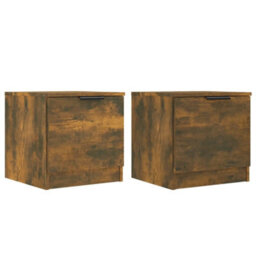 Berkfield Bedside Cabinets 2 Pcs Smoked Oak 40X39X40 Cm - thumbnail 2