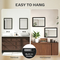 Homcom 30 X 40 Cm Wall Bathroom Mirror, Vanity Mirror, Set Of 2, Black - thumbnail 5
