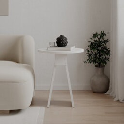 Decortie Chen Modern Round Side End Table 42Cm 2 Legs Multipurpose White Living Room H 50Cm - thumbnail 6