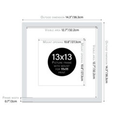 "13X13"" Light Grey Picture Frame - 13X13"" Square Frame With 11X11"" Mount For 13X13""/11X11"" Pictures Moderrn Style Thin Edge, 1 Pack" - thumbnail 2
