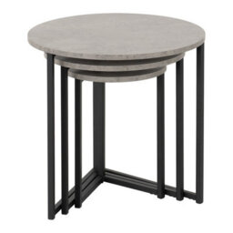 Seconique Athens Round Nest Of 3 Tables In Concrete Effect And Black Metal - thumbnail 3