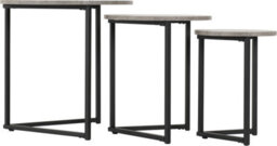 Seconique Athens Round Nest Of 3 Tables In Concrete Effect And Black Metal - thumbnail 7