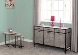 Seconique Athens Round Nest Of 3 Tables In Concrete Effect And Black Metal - thumbnail 6