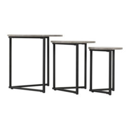 Seconique Athens Round Nest Of 3 Tables In Concrete Effect And Black Metal - thumbnail 5