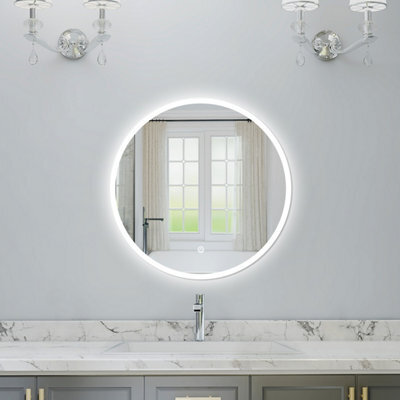 Probaty Bathrooms Bathroom Round Mirror 600X600mm With Illuminated Dimmable Led, Demister Pad Ip44 Rated Backlit Wall Mounted,touch Sensor - image 1