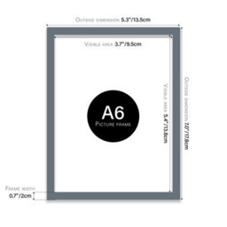 A6 Grey Picture Frame Fits A6 (10.5 X 14.8Cm - 4.1 X 5.8In) Poster, Photo, Artwork, Or Print. - thumbnail 2