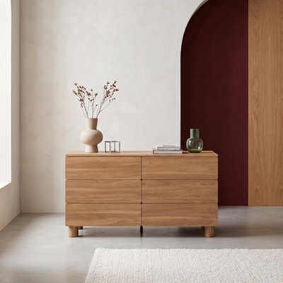 Sweeek - Chest Of 6 Drawers Wood Decor Hazel Wood Effect 120X45X73 Cm - Ayana - image 1