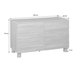 Sweeek - Chest Of 6 Drawers Wood Decor Hazel Wood Effect 120X45X73 Cm - Ayana - thumbnail 5