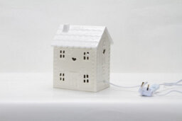 Cream Ceramic House Table Lamp Ambient Night Light For Bedroom, Hallway Or Living Room Decor - thumbnail 6