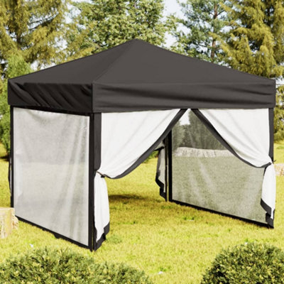 Walplus Folding Party Tent Garden Gazebo Canopy With Sidewalls Anthracite 3X3 M - image 1