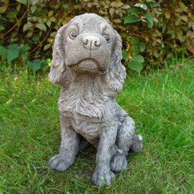 Spaniel Puppy Dog Stone Cast Garden Ornament - image 1