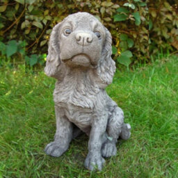 Spaniel Puppy Dog Stone Cast Garden Ornament - thumbnail 1
