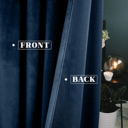 Moonlight Bedding Velvet Ring Top Curtains- Fully Lined Dim Out Blackout Pair, Ultra Soft Thermal Curtains (Navy, 66 X 90 Inch) - thumbnail 3