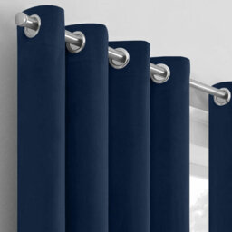 Moonlight Bedding Velvet Ring Top Curtains- Fully Lined Dim Out Blackout Pair, Ultra Soft Thermal Curtains (Navy, 66 X 90 Inch) - thumbnail 2