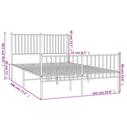 Berkfield Metal Bed Frame With Headboard And Footboard Black 135X190 Cm - thumbnail 9