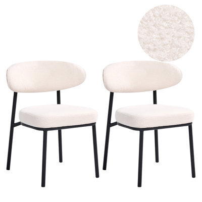Beliani Set Of 2 Dining Chairs Winton Boucle Off-White - image 1
