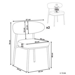 Beliani Set Of 2 Dining Chairs Winton Boucle Off-White - thumbnail 3