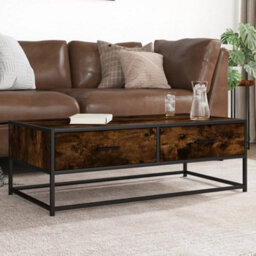 Berkfield Coffee Table Smoked Oak 100X50X35 Cm Engineered Wood And Metal - thumbnail 1