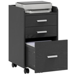 Homcom Mobile Filing Cabinet, File Cabinet With 3 Drawers, Black - thumbnail 2