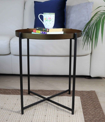 Aspect Furniture Cassia Round Metal Foldable Tray Side Table,bronze/black - image 1