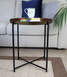 Aspect Furniture Cassia Round Metal Foldable Tray Side Table,bronze/black