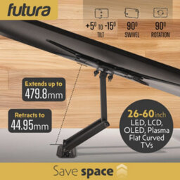 Futura Universal Tv Wall Bracket Mount 26-60 Inch Tvs, Tilt, Swivel & 90 Rotation, Vesa 400mm X 400mm, 35Kg Max Load Heavy Duty - thumbnail 7