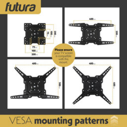 Futura Universal Tv Wall Bracket Mount 26-60 Inch Tvs, Tilt, Swivel & 90 Rotation, Vesa 400mm X 400mm, 35Kg Max Load Heavy Duty - thumbnail 3