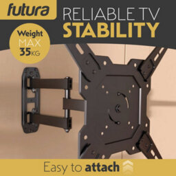 Futura Universal Tv Wall Bracket Mount 26-60 Inch Tvs, Tilt, Swivel & 90 Rotation, Vesa 400mm X 400mm, 35Kg Max Load Heavy Duty - thumbnail 5