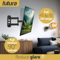 Futura Universal Tv Wall Bracket Mount 26-60 Inch Tvs, Tilt, Swivel & 90 Rotation, Vesa 400mm X 400mm, 35Kg Max Load Heavy Duty - thumbnail 4
