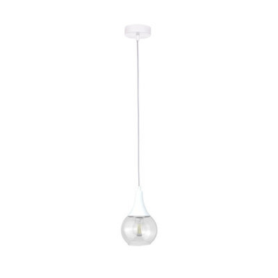 Luminosa Lighting Luminosa Lacrima Slim Pendant Ceiling Light White Transparent Glass Shade 1X E27 - image 1