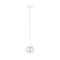Luminosa Lighting Luminosa Lacrima Slim Pendant Ceiling Light White Transparent Glass Shade 1X E27 - thumbnail 1