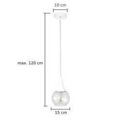 Luminosa Lighting Luminosa Lacrima Slim Pendant Ceiling Light White Transparent Glass Shade 1X E27 - thumbnail 2