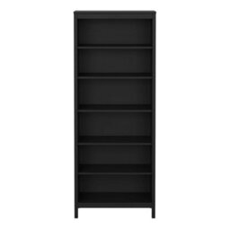 Wyld Haus Gossmere Matt Black 5-Shelf Bookcase, Wood Frame With Glass Shelves, 785 X 1990 X 325 mm - thumbnail 3