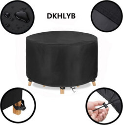210D Garden Table Cover, Waterproof Outdoor Furniture Round 140X71Cm - thumbnail 2