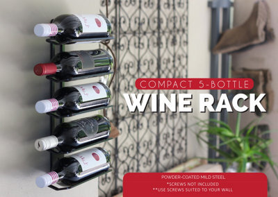 Burbage Iron Craft 5 Bottle Wall Mounted Wine Rack Antique Silver Metal Display Stand Holder Wr05S - image 1