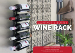 Burbage Iron Craft 5 Bottle Wall Mounted Wine Rack Antique Silver Metal Display Stand Holder Wr05S