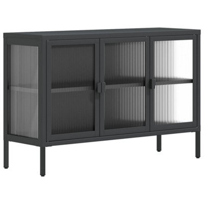 Berkfield Modern Sideboard Black 105X35X70 Cm Glass And Steel - image 1