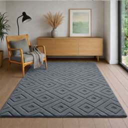 Moonlight Bedding Grey Geometric Rug 120X170Cm, Washable Non-Slip Soft High Low Pile Living Room Carpet - thumbnail 4