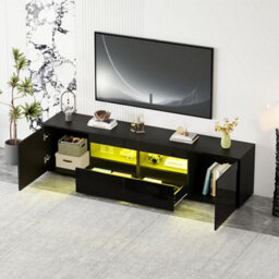 MMT Funiture Designs mmt 180Cm Black High Gloss Led Tv Stand Cabinet With 2 Drawers & 2 Cupboards For Tvs Up To 85 Inch - thumbnail 8