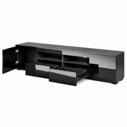 MMT Funiture Designs mmt 180Cm Black High Gloss Led Tv Stand Cabinet With 2 Drawers & 2 Cupboards For Tvs Up To 85 Inch - thumbnail 5