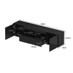 MMT Funiture Designs mmt 180Cm Black High Gloss Led Tv Stand Cabinet With 2 Drawers & 2 Cupboards For Tvs Up To 85 Inch - thumbnail 4