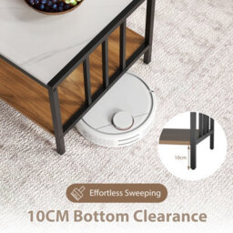 Gainoom 2-Tier White Coffee Table Rectangular Center Table With Sintered Stone Tabletop - thumbnail 9