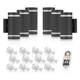 Auraglow Double Up & Down Wide Pillar Wall Light - Astra - Colour Changing With 4 Zone Remote - 6 Pack - thumbnail 1