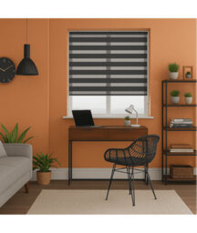 Slate Grey Day & Night Zebra Roller Blind (165Cm Drop) - 45Cm - thumbnail 4