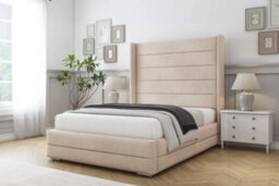 "Sloomy Sterling Sand Naples Bed Frame With 50""  Upholstered Wingback Headboard 3' Single" - thumbnail 2