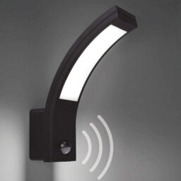 CGC Lighting Cgc Outdoor Wall Light With Pir Motion Sensor Security Garden Porch Grey Led Curved