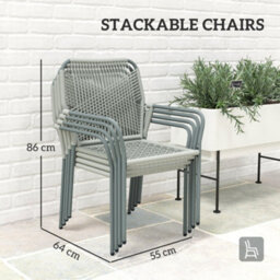 Outsunny 5 Piece Pe Rattan Garden Dining Set With Cushions, Light Grey - thumbnail 8